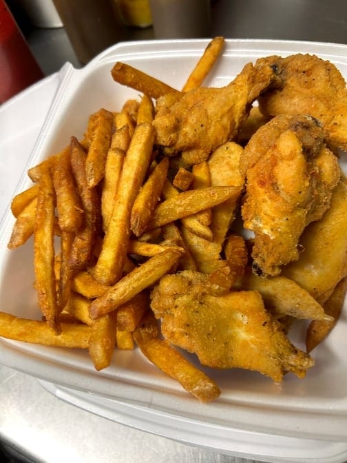 Fried Wings and Fries.
